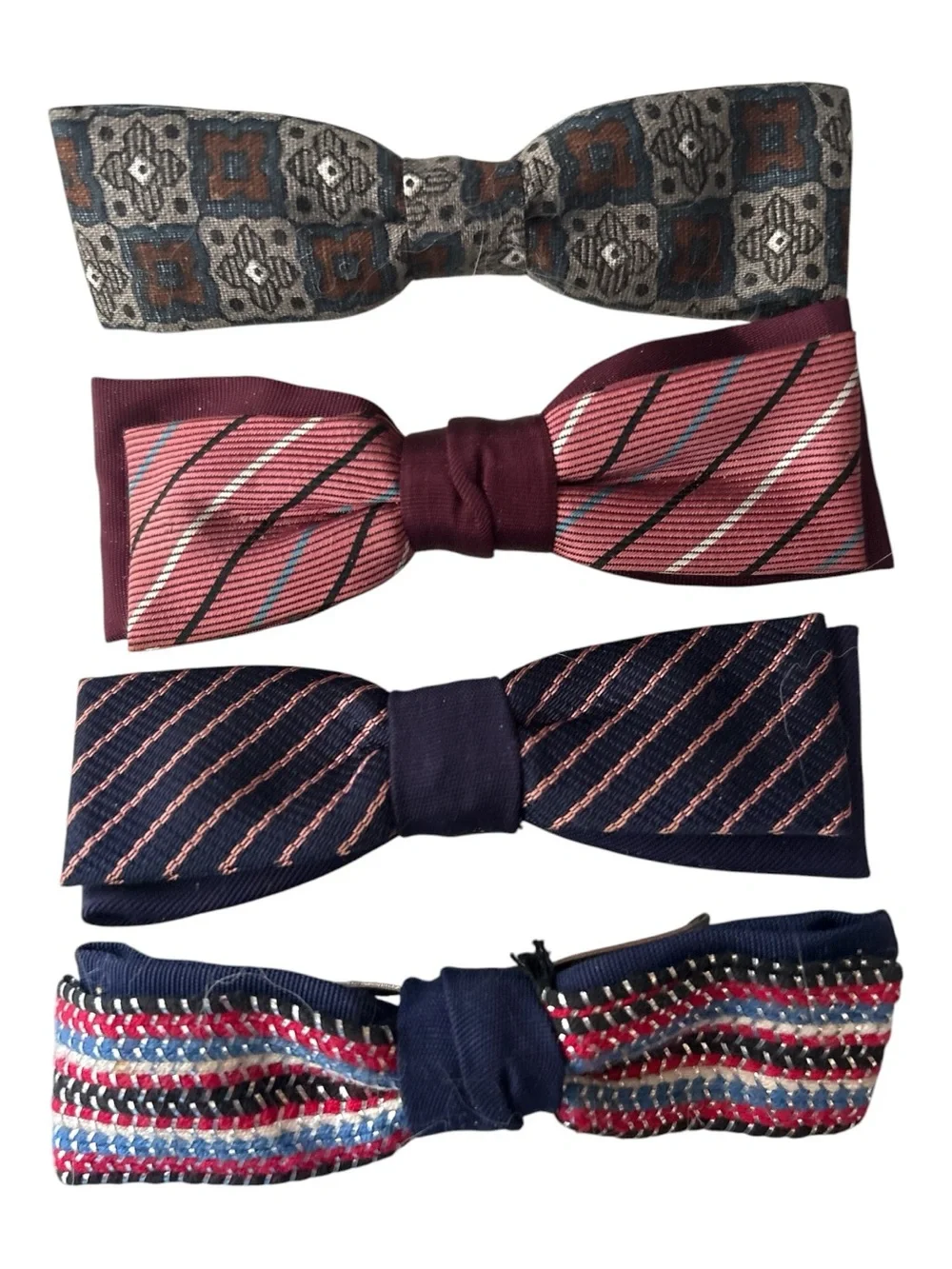Bow Tie Set - Blue, Burgundy,gray, gold, Red, Navy set of 7 Boys Multi-Pattern